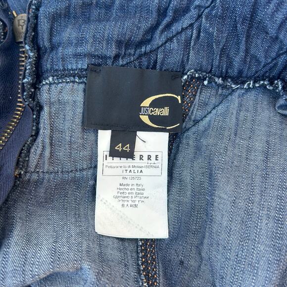 Vintage Roberto Cavalli Y2K 2000s Denim Jean Bustier Mini Dress 44 Size 8 - Picture 15 of 16